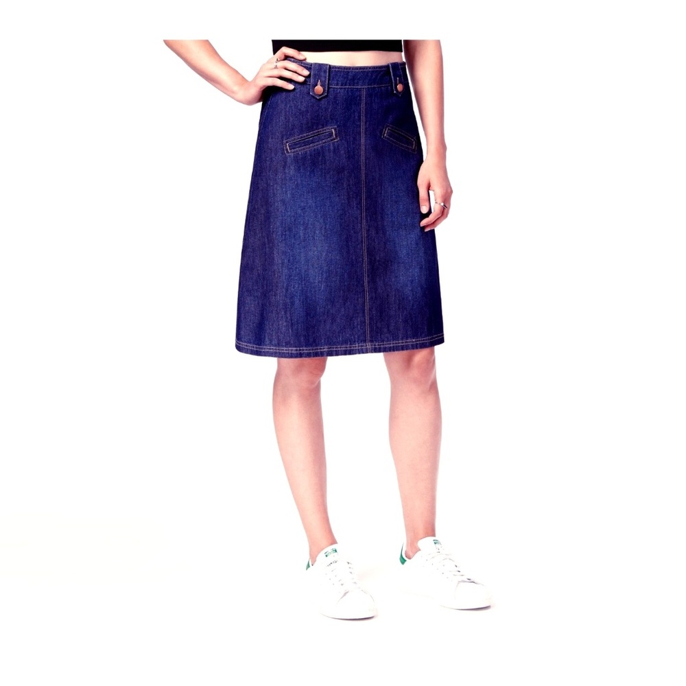 Rachel Roy A-Line Denim Skirt Dark Blue Sz 0 XS